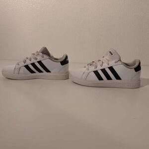 Adidas Kids White and Black Striped Sneakers